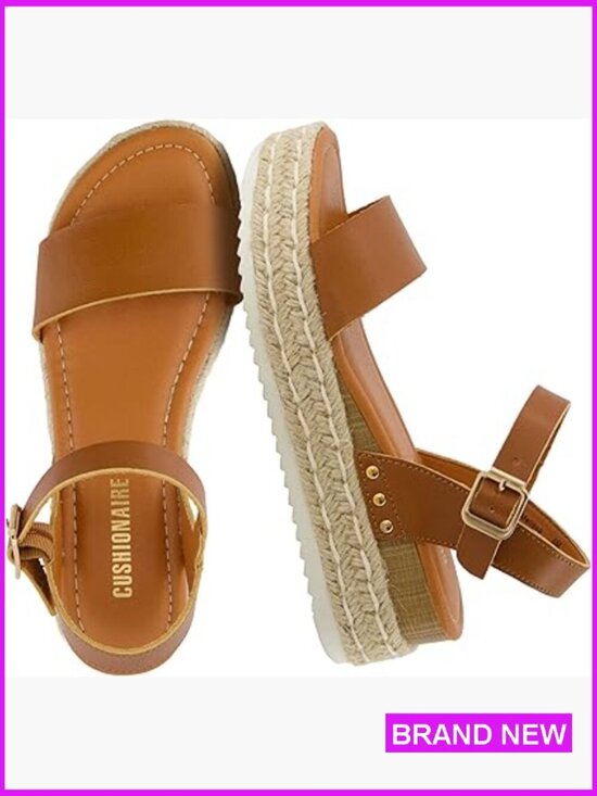 Shoes - Espadrille Platform Sandals Wedge Heel Adjustable Ankle Strap Memory Foam